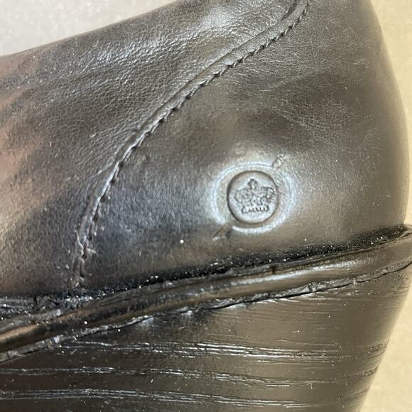 Born Boots Women 9.5 Black Dollie Platform Clog Chunky Leather Ankle Booties Zip - Picture 7 of 14